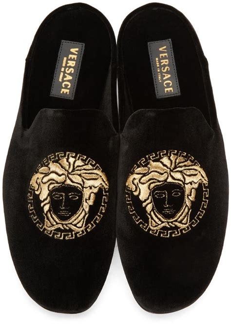 versace medusa leather loafers|versace velvet loafers.